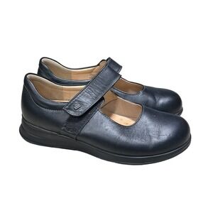 Finn Comfort Beja Black Leather Soft Footbed Mary Jane Shoes Size 7